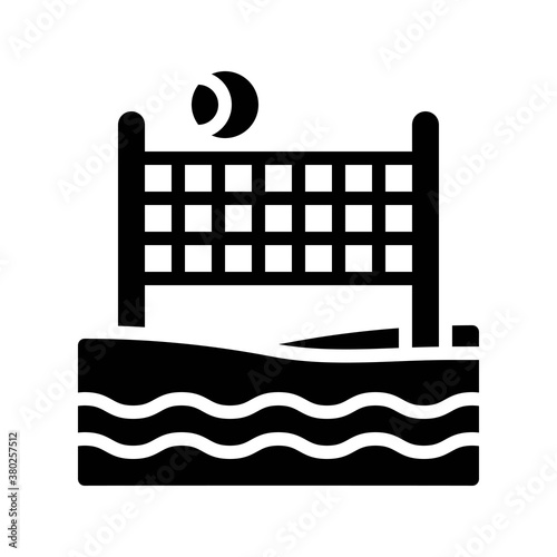 summer holiday related volley ball with sand and water waves vector in solid design,