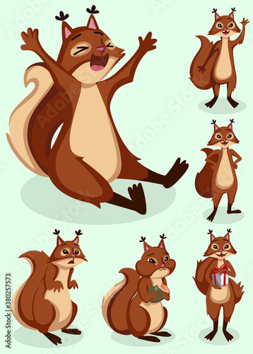 
Cute squirrel set pack illustration cartoon character 