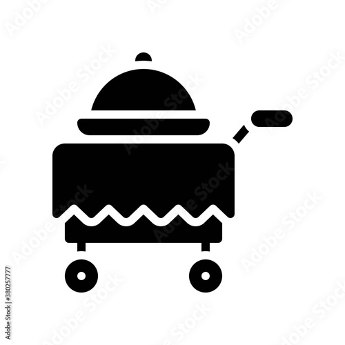 summer holiday related food trolly with food basket and handle vector in solid design,