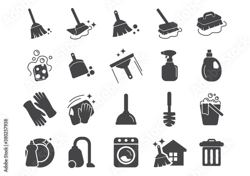 Set of cleaning tools icons