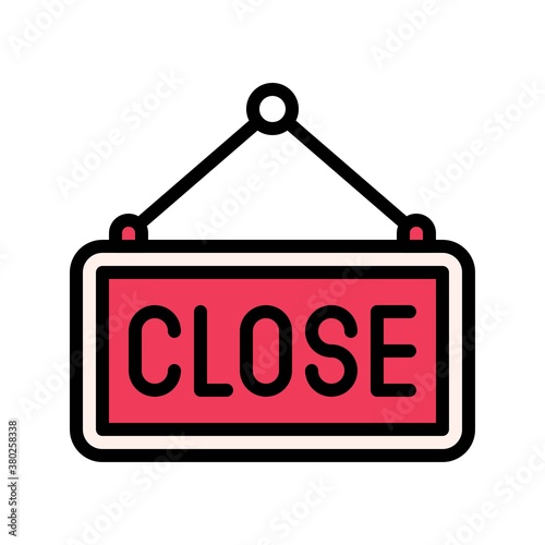 supper market or online shopping related store close board with hanging huck vector with editable stroke,