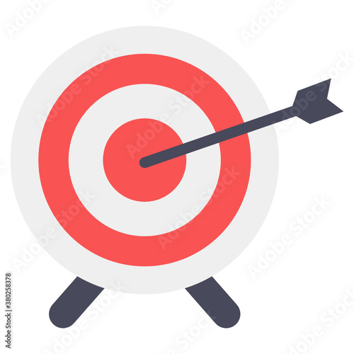 
Arrow hitting on board, archery game in modern flat style 

