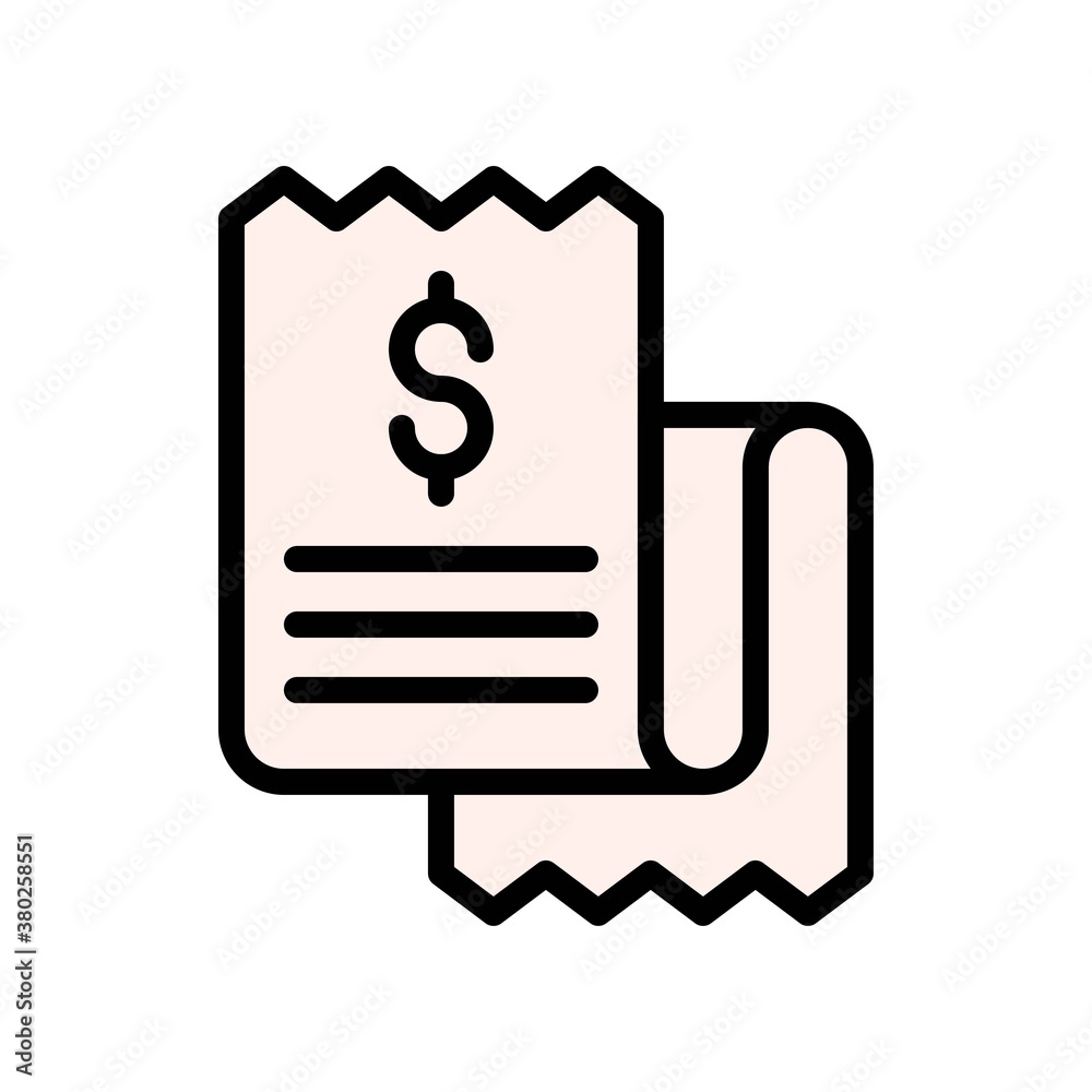 supper market or online shopping related shopping bill with dollar sign vector with editable stroke, supper market or online shopping related shopping bill with dollar sign vector with editable stroke,