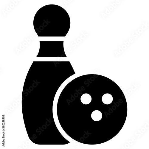 
Bowling icon, hitting pins in editable style 
