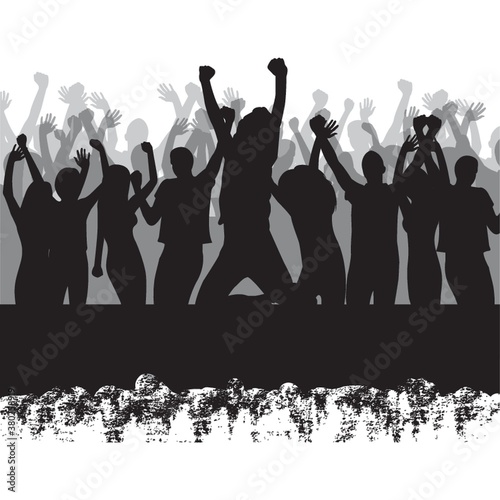 Silhouette of people cheering