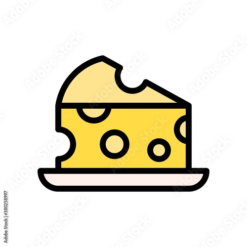 supper market or online shopping related cheese with circle and plate vector with editable stroke,