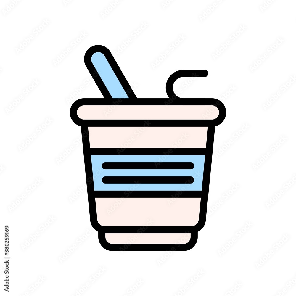 supper market or online shopping related yogurt in cup with spoon vector with editable stroke, supper market or online shopping related yogurt in cup with spoon vector with editable stroke,
