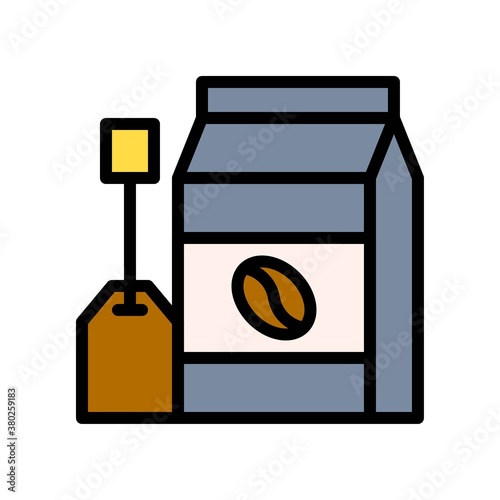 supper market or online shopping related paper box coffee with tea pack vector with editable stroke,
