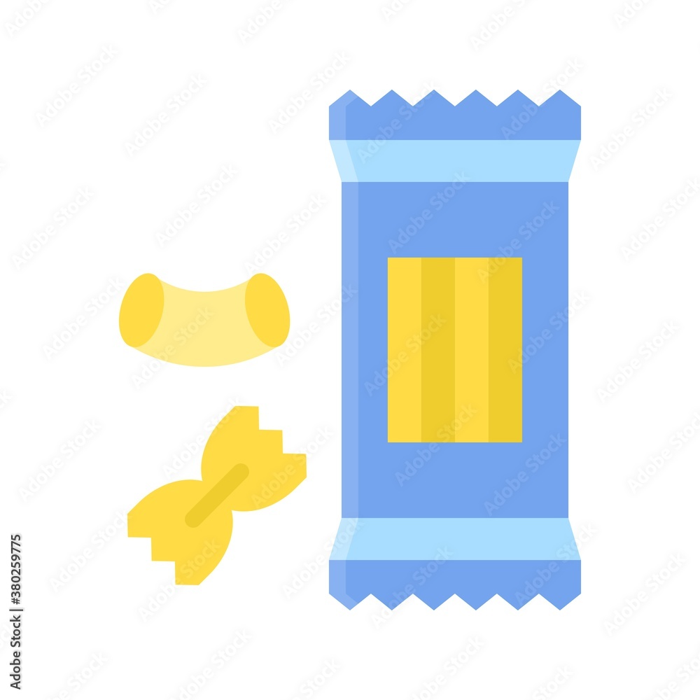 Fototapeta premium supper market or online shopping related pasta packet with pasta piece vector in flat style,