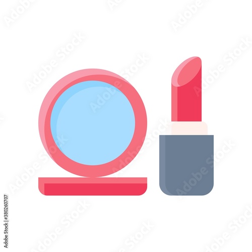 supper market or online shopping related mirror with lipstick and stand vector in flat style,