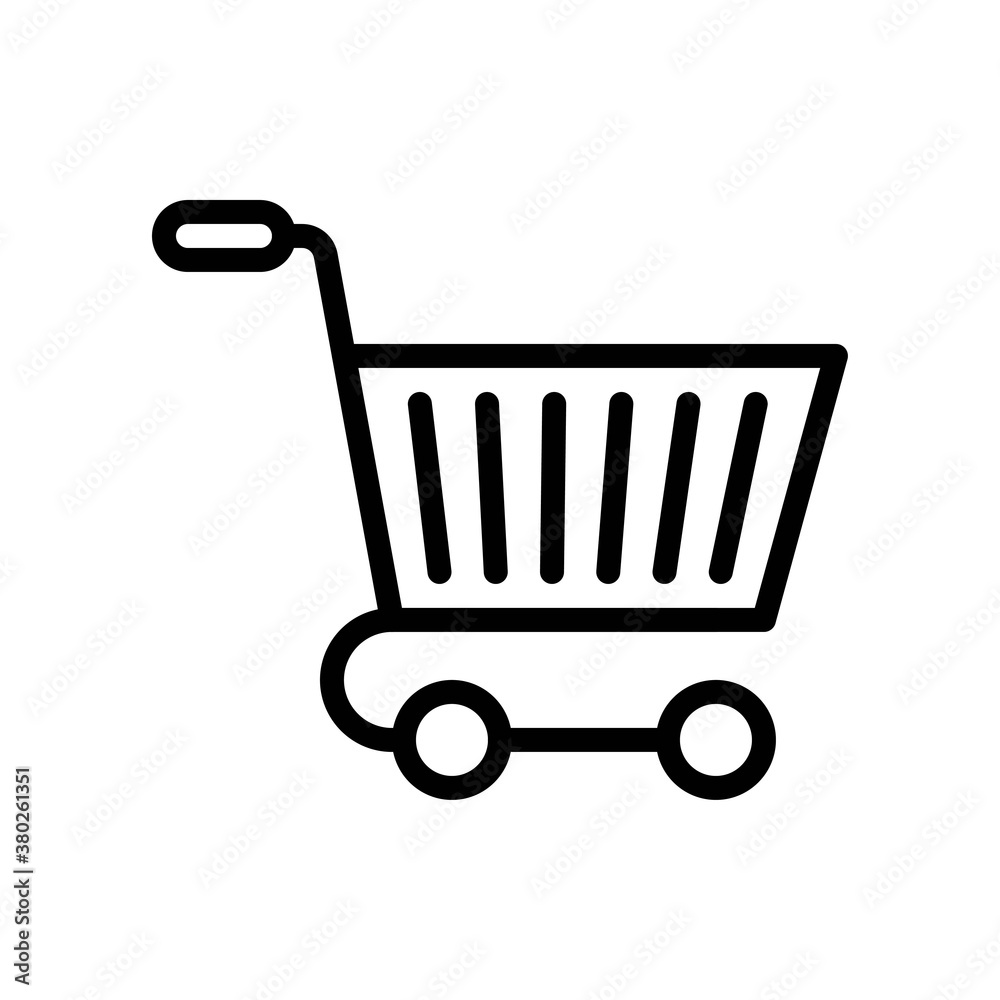 supper market or online shopping related shopping trolly with handle vector in lineal style,