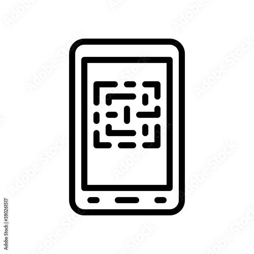 supper market or online shopping related mobile with bar code vector in lineal style,