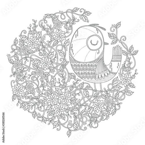intricate floral and bird design