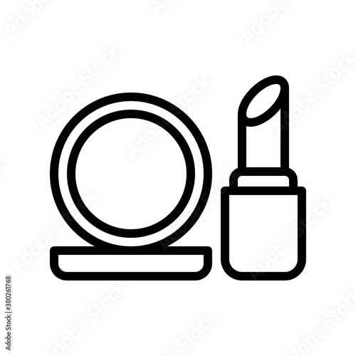 supper market or online shopping related mirror with lipstick and stand vector in lineal style,