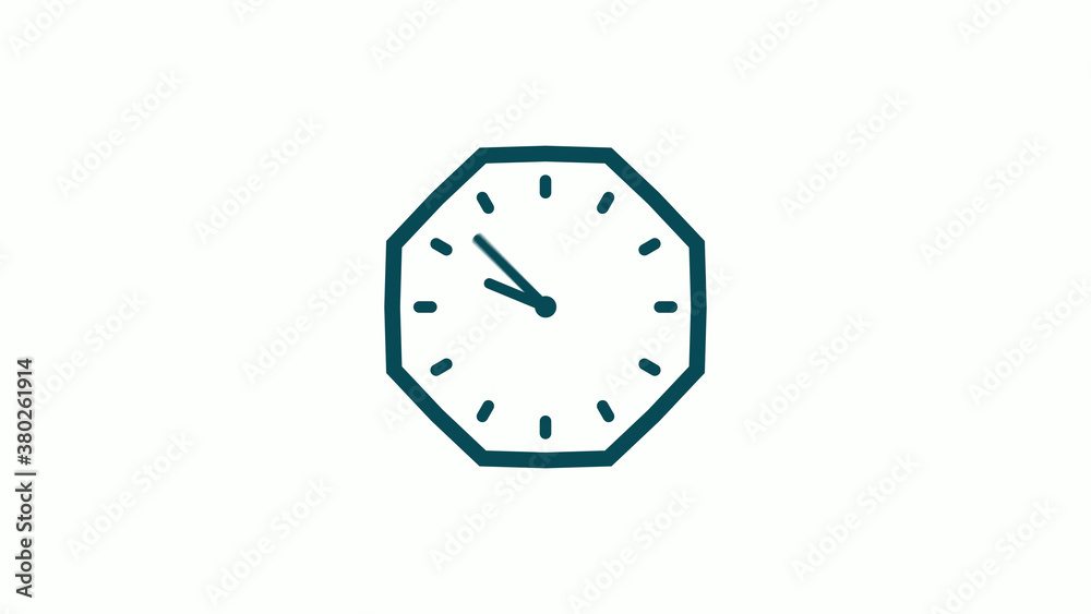 Cyan dark counting down 12 hours clock icon with trick,clock icon on white background Cyan dark counting down 12 hours clock icon with trick,clock icon on white background