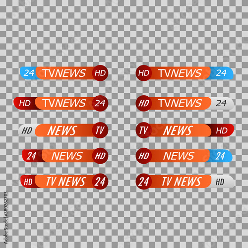 Streaming or video, sport broadcast, television header or headline. Breaking tv news emblem, fakenews, streaming video sign. TV broadcast lower third banner template.