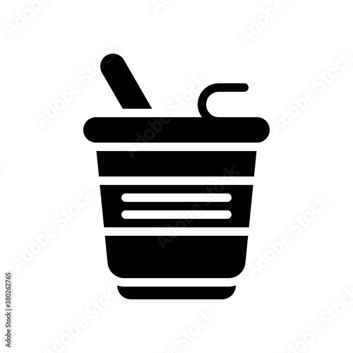 supper market or online shopping related yogurt in cup with spoon vector in solid design,
