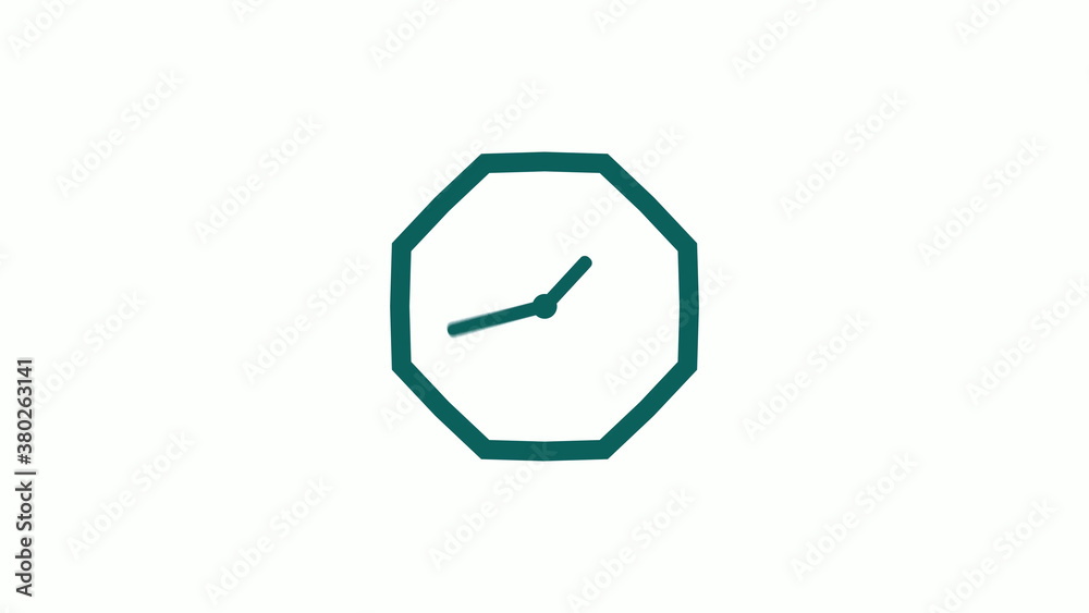 Cyan dark counting down clock isolated on white background,clock icon