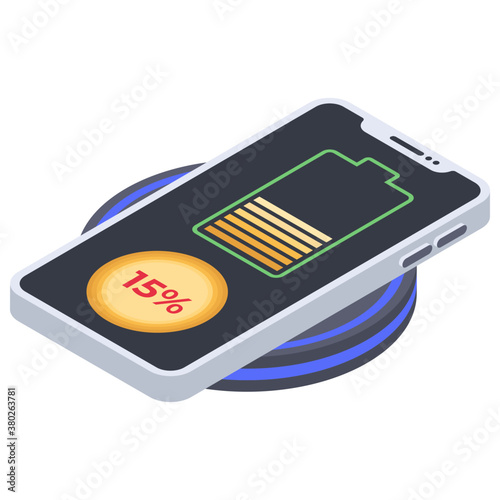 
Wireless charging icon in isometric design 
