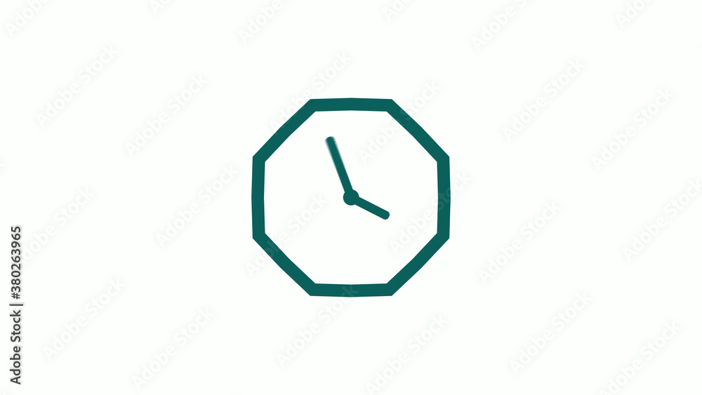 Cyan dark counting down clock isolated on white background,clock icon