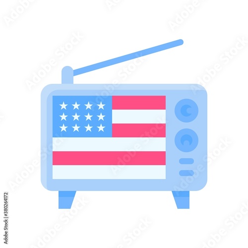 4th of july related united state flag in radio with antena and small stars vectors in flat style,