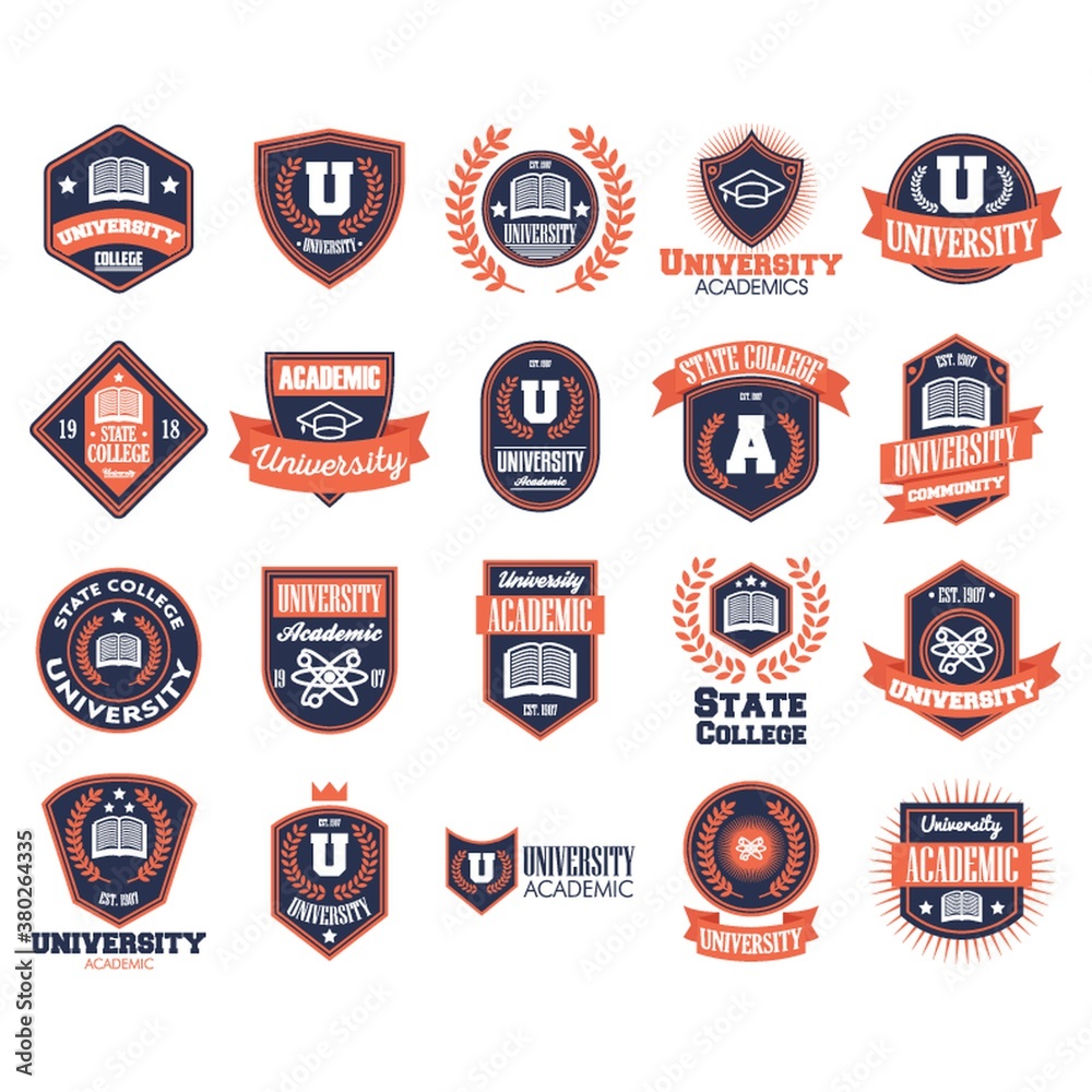 set of university logo elements