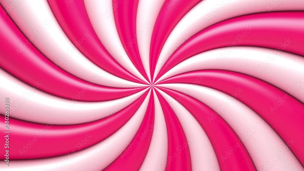 Sweet candy pink and white twisted background. Seamless loop. 3d rendering