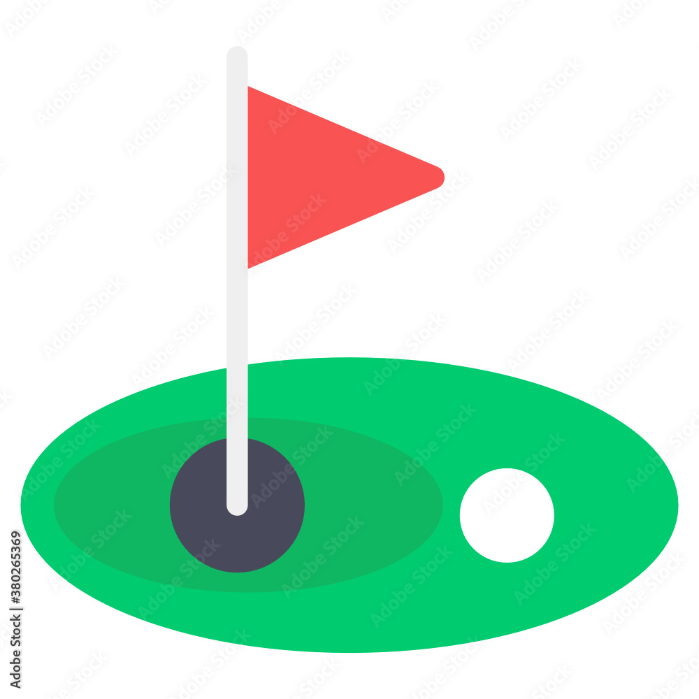 Golf flag with ball in trendy flat style
Golf flag with ball in trendy flat style