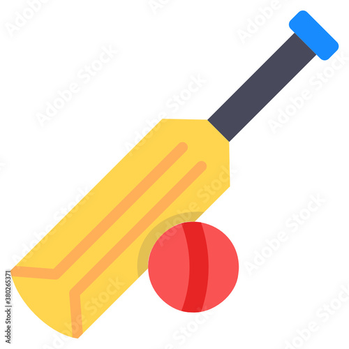 
Bat and ball depicting cricket icon design
