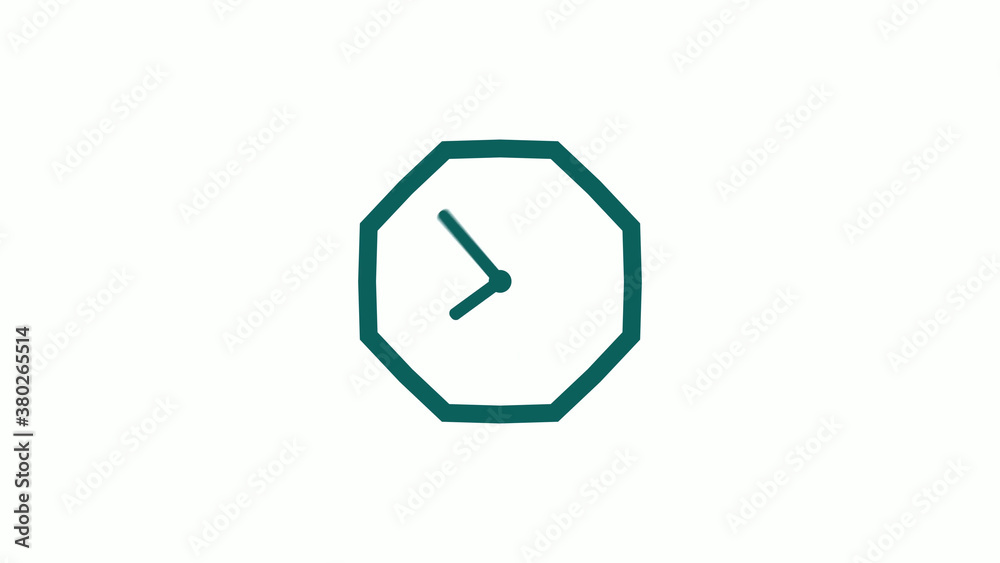 New cyan dark counting down clock icon on white background,12 hours clock icon