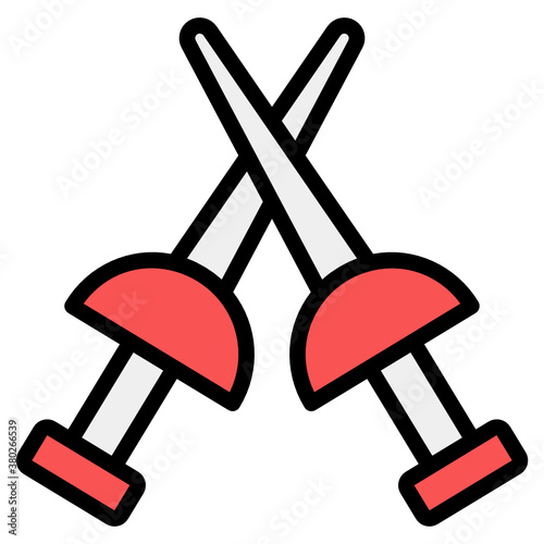 
Fencing icon, cross swords vector design 
