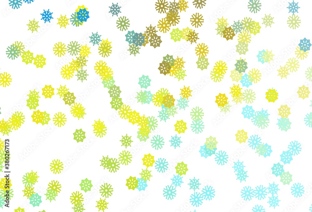 Light Blue, Yellow vector pattern with christmas snowflakes. Light Blue, Yellow vector pattern with christmas snowflakes.
