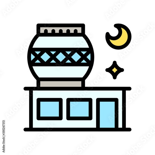 Hawaii icon related hawaii harbour with moon, star and door vector with editable stroke,