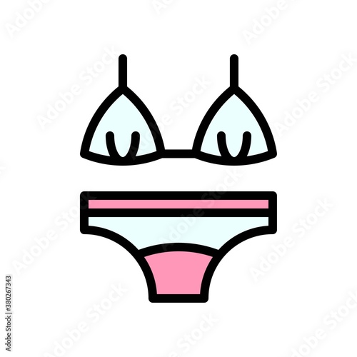 Hawaii icon related bikini or bra and women underwear vector with editable stroke,