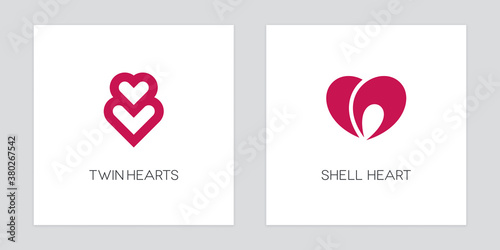 Twin Hearts and Shell Shaped Heart Logos