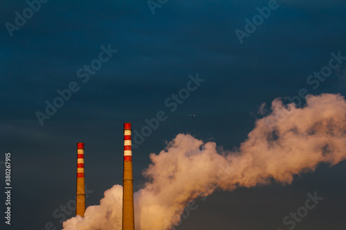 The chimney and aircraft,magic light photo