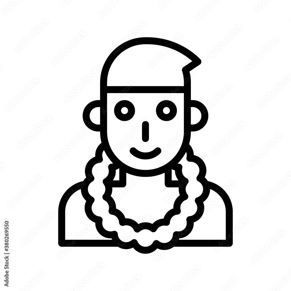 Hawaii icon related hawaii boy or man with hawaii flower necklace vector in lineal style, Hawaii icon related hawaii boy or man with hawaii flower necklace vector in lineal style,