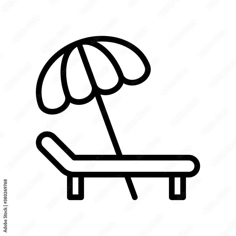 Hawaii icon related hawaii trip with umbrella and sun bed vector in lineal style, Hawaii icon related hawaii trip with umbrella and sun bed vector in lineal style,