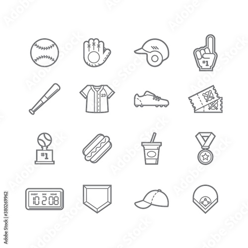 Set of baseball icons.