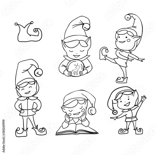 elf set on the white background