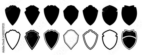 Military shield Vector. Police badge shape, Security, football patches isolated on white background. Heraldic royal design in flat style. Vector illustration.