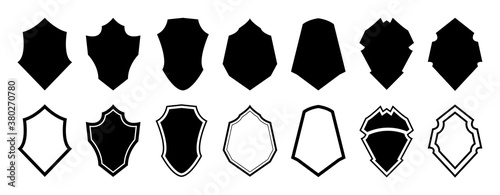 Military shield Vector. Police badge shape, Security, football patches isolated on white background. Heraldic royal design in flat style. Vector illustration.
