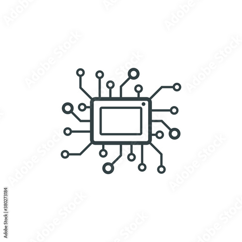 chip isolated minimal icon. Computer tech logo. Processor line vector icon for websites minimalistic flat design.