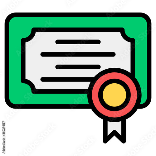 
Degree icon in flat style, certificate in trendy style 
