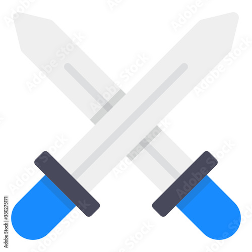  Cross swords safety symbol icon, flat design of challenge 