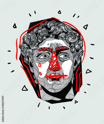 Crazy red style. David sculpture.