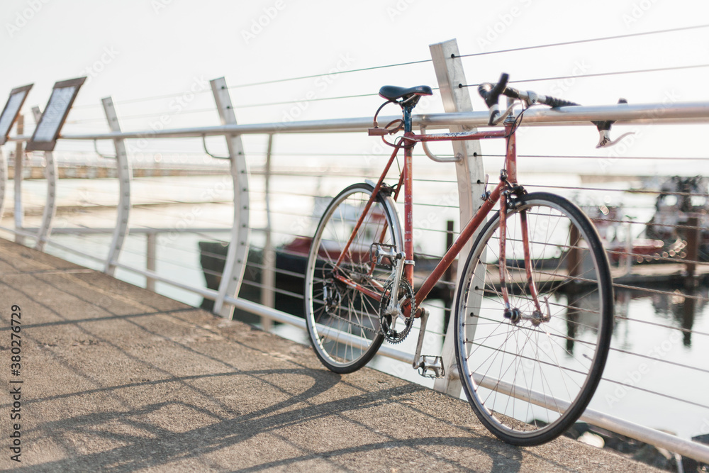 Stylish bike at sunset