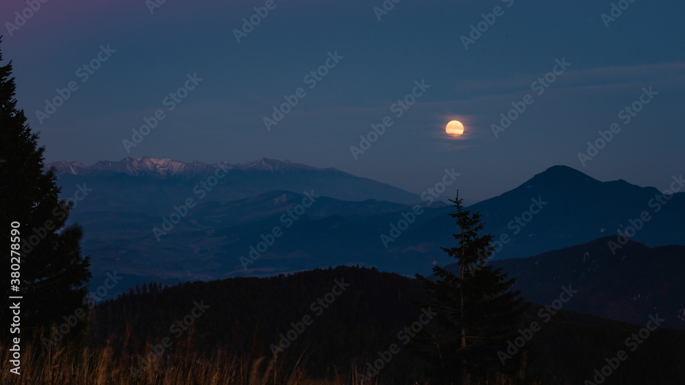The great full moon in Nízká Fatra national park, in Slovakia. The great full moon in Nízká Fatra national park, in Slovakia.