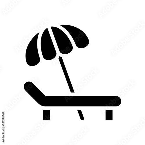 Hawaii icon related hawaii trip with umbrella and sun bed vector in solid design,