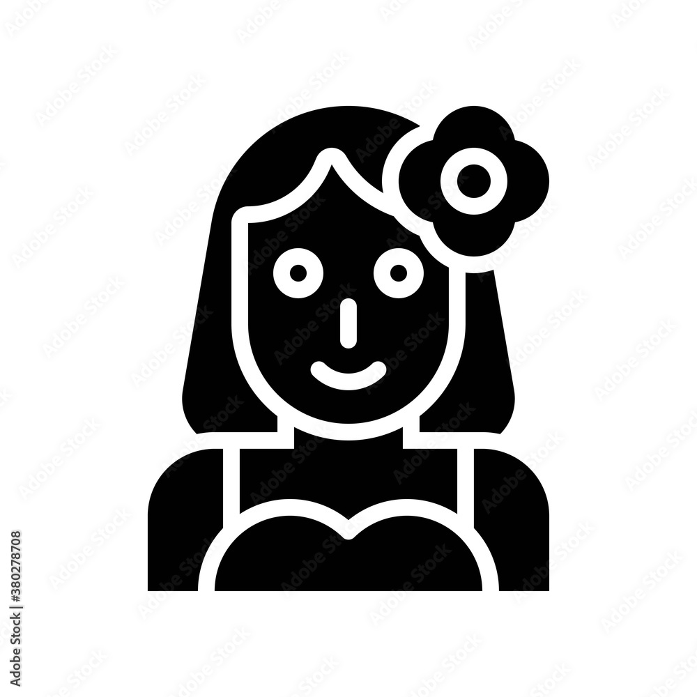Hawaii icon related hawaii girl or women with hawaii flower vector in solid design, Hawaii icon related hawaii girl or women with hawaii flower vector in solid design,